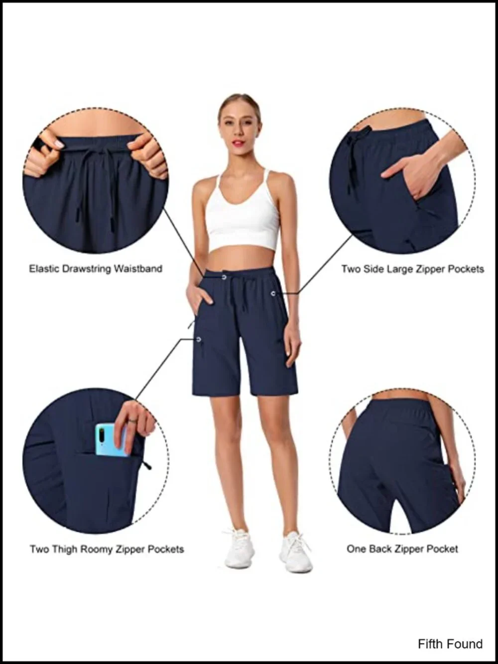 Lightweight Hiking Cargo Shorts Quick Dry 5 Zipper Pockets Water Resistant UPF